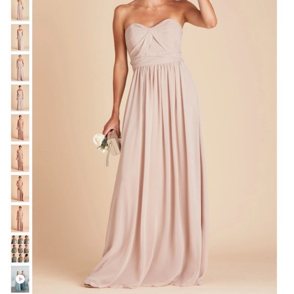 SMALAKAM Women's Short Sleeve Chiffon Bridesmaid Dress - Taupe V-Neck Evening Gown For Weddings & Parties